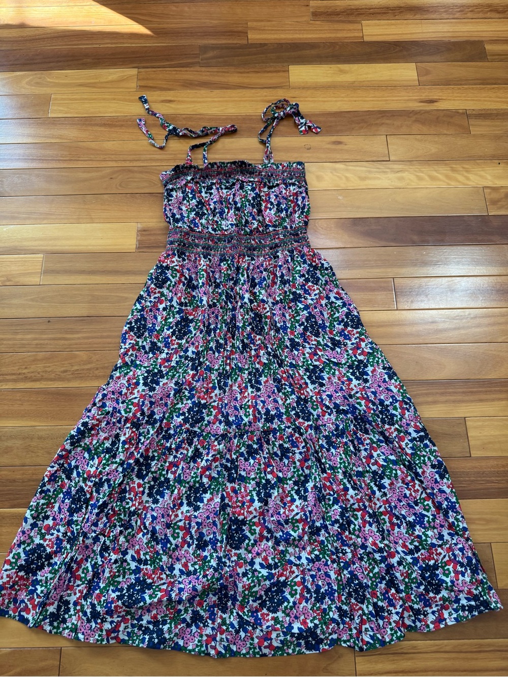 J. Crew Floral Maxi Dress in Navy, Pink, Red, Green